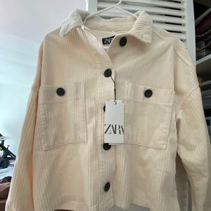 Zara NWT cream corduroy shacket